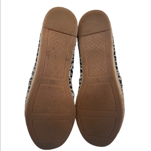 Tory Burch Navy Ivory Risa Lovers Floral Espadrille Flats Size 7.5 Women’s - Picture 9 of 11